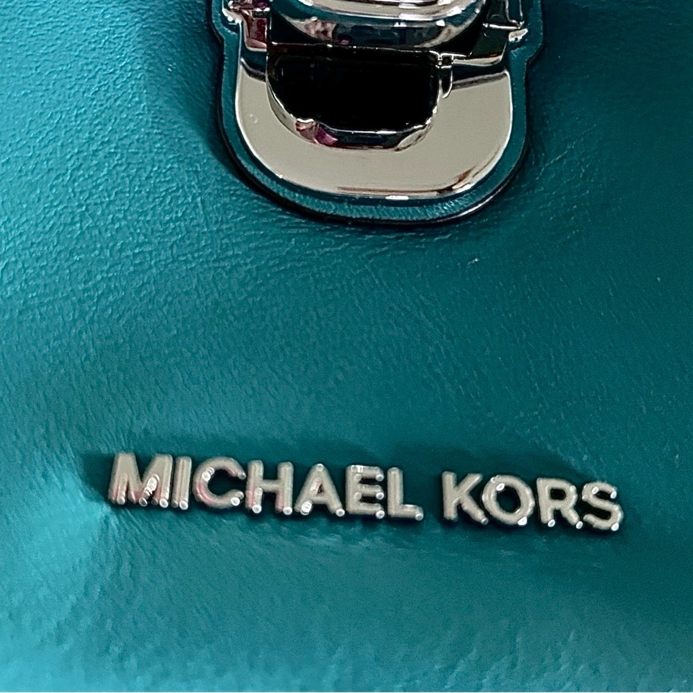 Michael Kors Teal Floral Embellished Satchel - Picture 7 of 10